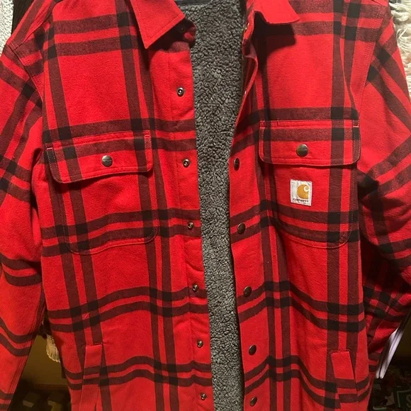 Carhartt Red Plaid Lined Workshirt Jacket - Picture 2 of 3